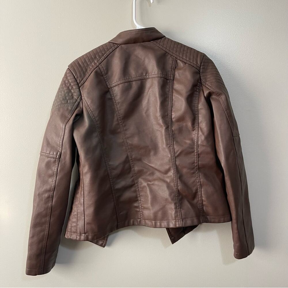 faux leather Moto jacket in brown - Picture 6 of 8